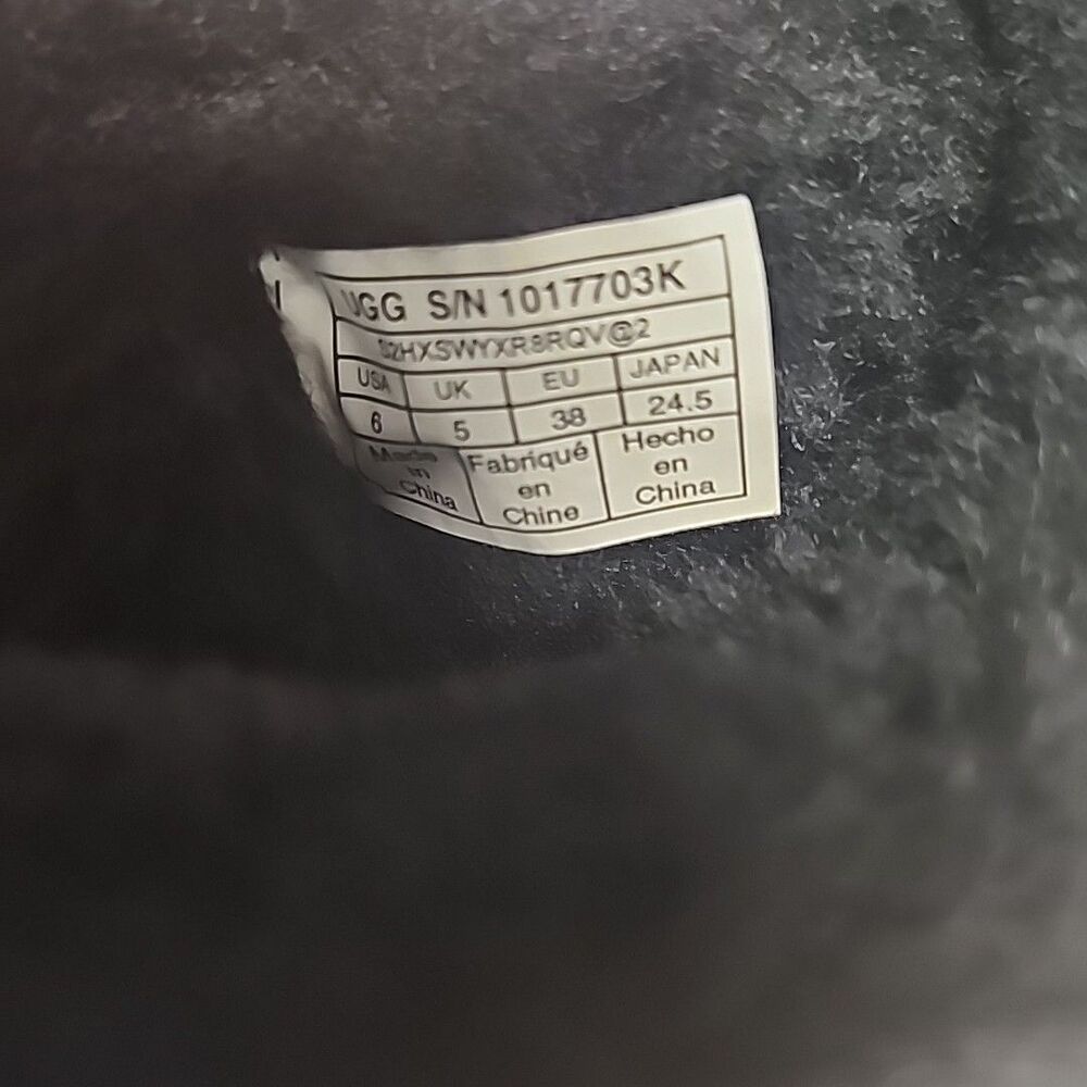 UGG Boots Classic Short II Black Suede Fur Boots Women Size 6 - Picture 7 of 8